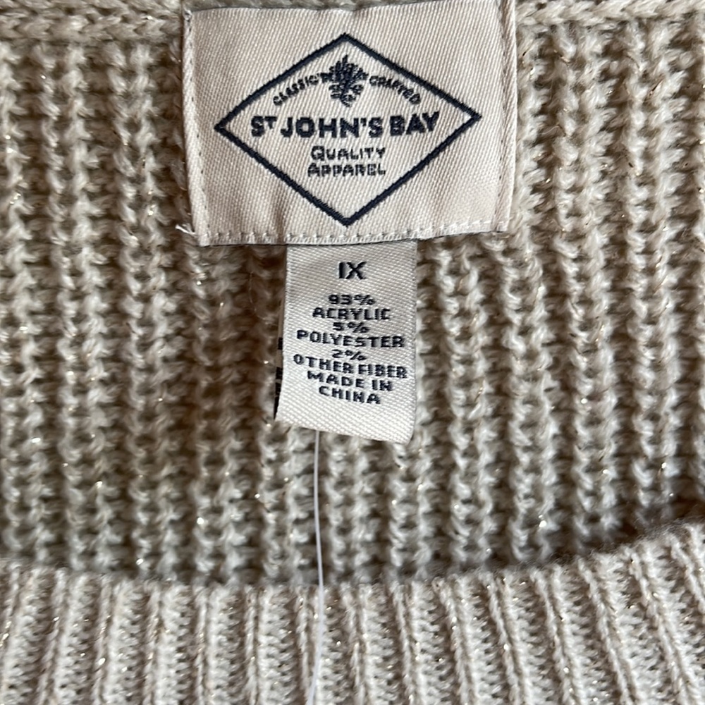 NWT ST JOHNS BAY CREAM/GOLD ROUND NECK SWEATER SZ 1X - Picture 6 of 10